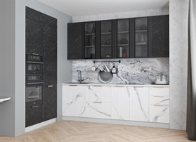 Кухонный гарнитур Монца, Гранит Оникс/Мрамор Арктик, 2400/1200 мм 2423
